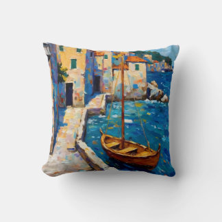 Seaside in Europe Throw Pillow