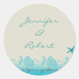 Seaside in Sand and Aqua Envelope Seal