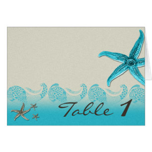 Seaside in Sand and Aqua Table Number