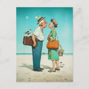 Seaside Kiss in Golden Years Postcard