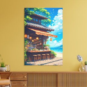 Seaside Lantern Tea House Canvas Print