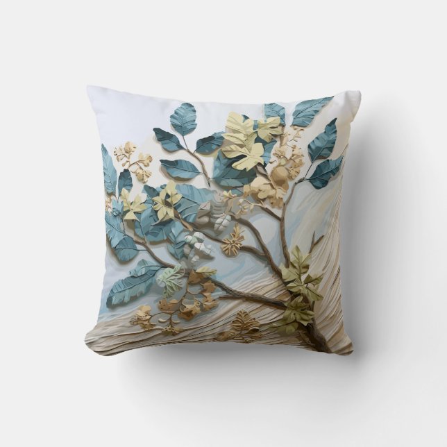 Seaside Leaves Throw Pillow (Front)