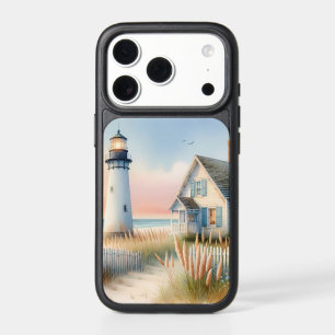Seaside Lighthouse & Cottage Watercolor Scene iPhone 17 Pro Case