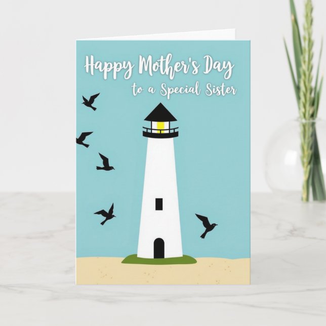 Seaside Lighthouse Mothers Day Card (Front)