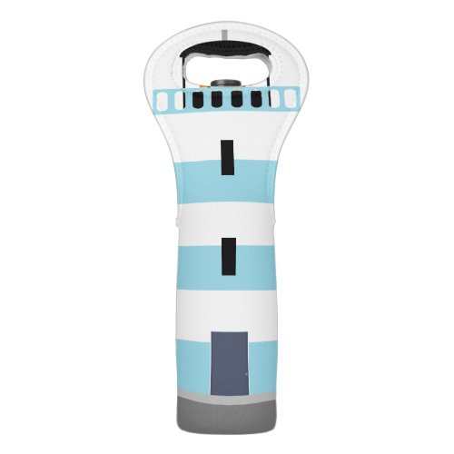 Seaside Lighthouse Nautical Cute Blue Striped Wine Bag