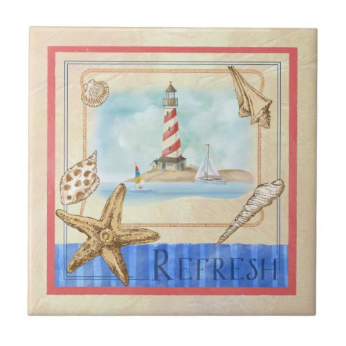 Seaside Lighthouse Refresh Beach Tile