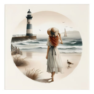 Seaside Lighthouse Stroll Acrylic Print