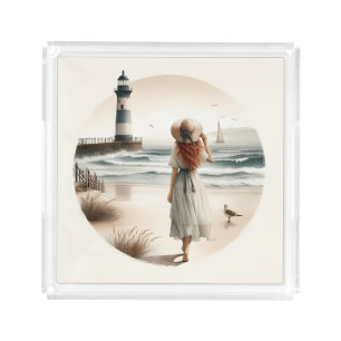 Seaside Lighthouse Stroll Acrylic Tray