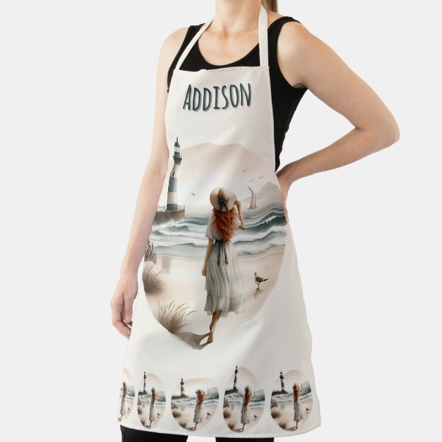 Seaside Lighthouse Stroll Apron (Insitu)
