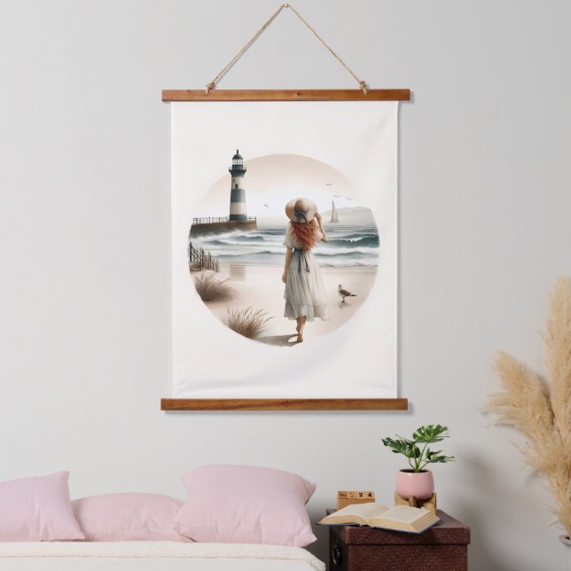 Seaside Lighthouse Stroll Hanging Tapestry (Bedroom)