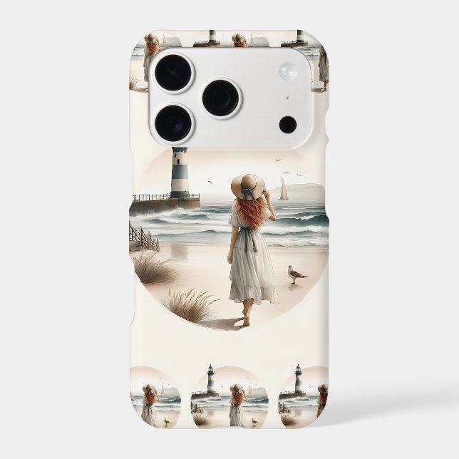 Seaside Lighthouse Stroll Iphone Case (Back)
