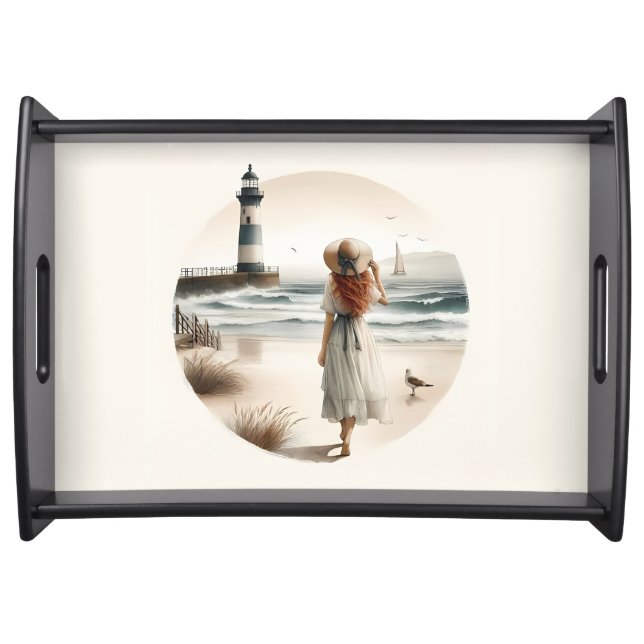 Seaside Lighthouse Stroll Serving Tray (Front)