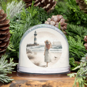 Seaside Lighthouse Stroll Snow Globe