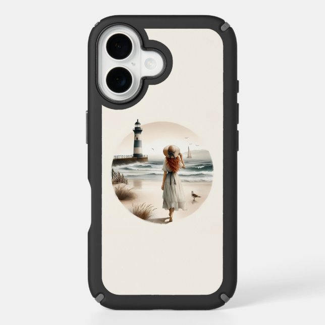 Seaside Lighthouse Stroll Speck iPhone Case (Front)