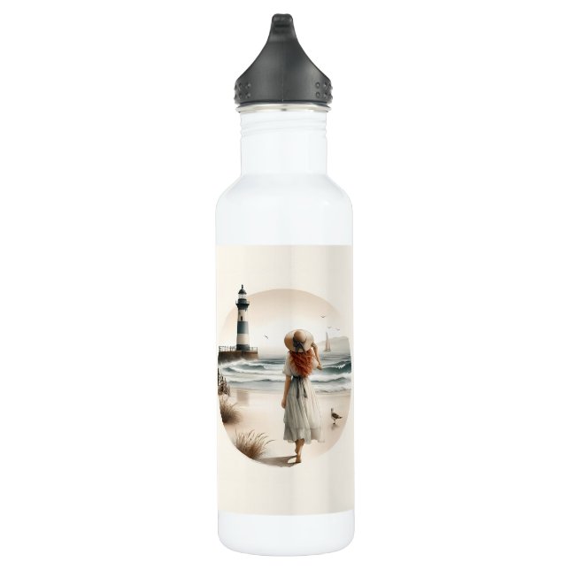 Seaside Lighthouse Stroll Stainless Steel Water Bottle (Right)