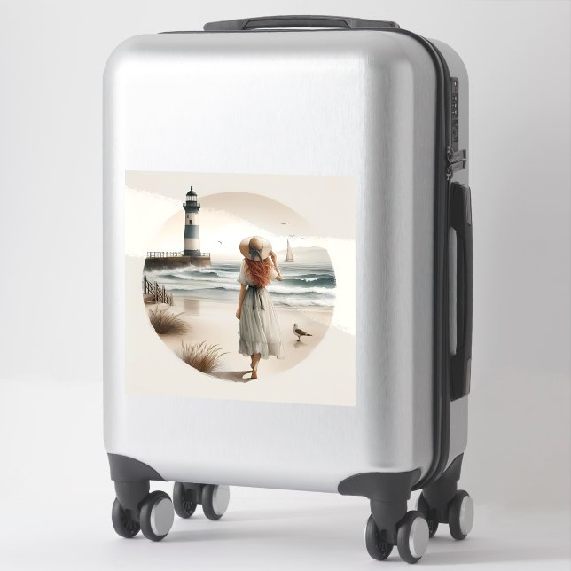 Seaside Lighthouse Stroll Sticker (Suitcase)