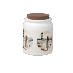 Seaside Lighthouse Stroll Teapot Candy Jar