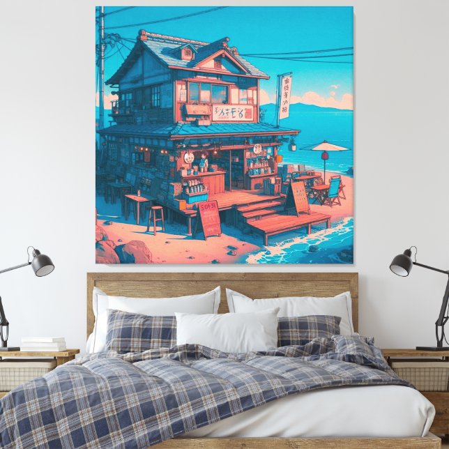 Seaside Lofi Dreams Canvas Print (Insitu(Bedroom))