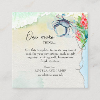 Seaside Maryland Crab Coastal Wedding Enclosure Card