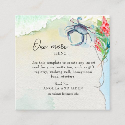 Seaside Maryland Crab Coastal Wedding Enclosure Card