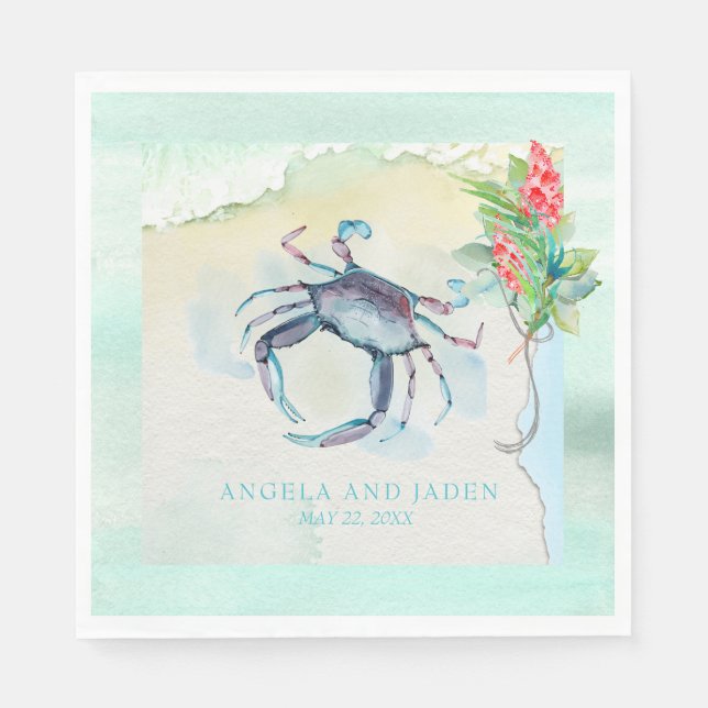 Seaside Maryland Crab Coastal Wedding Napkins (Front)