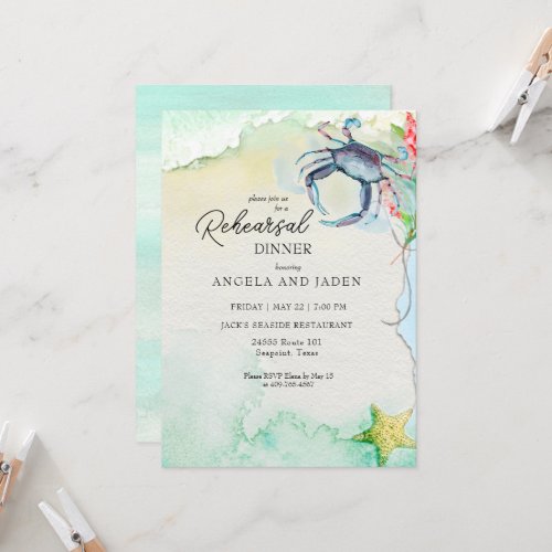 Seaside Maryland Crab Rehearsal Dinner Invitation