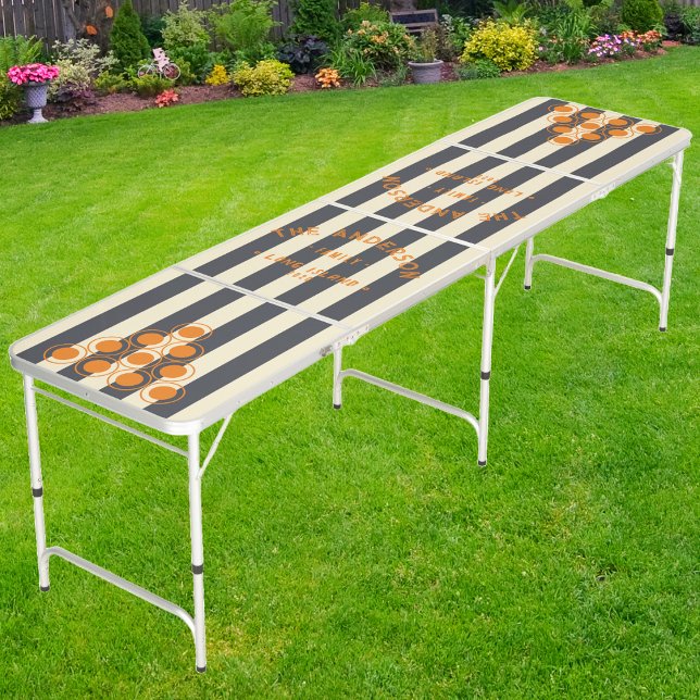 Seaside Mediterranean Gray Striping & Family Name Beer Pong Table (Creator Uploaded)