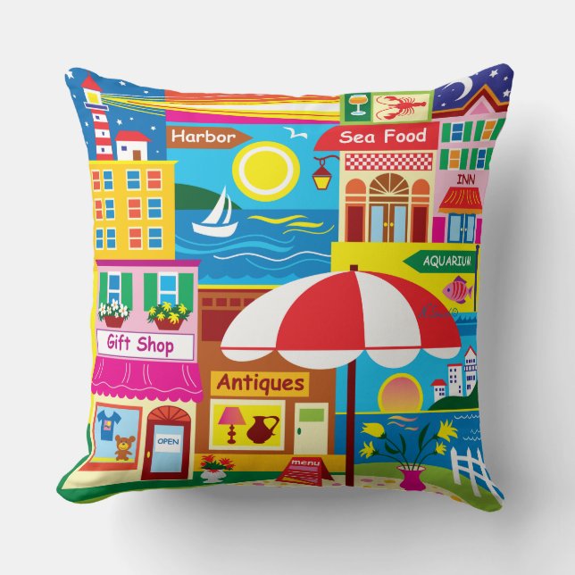 Seaside Memories Throw Pillow (Front)