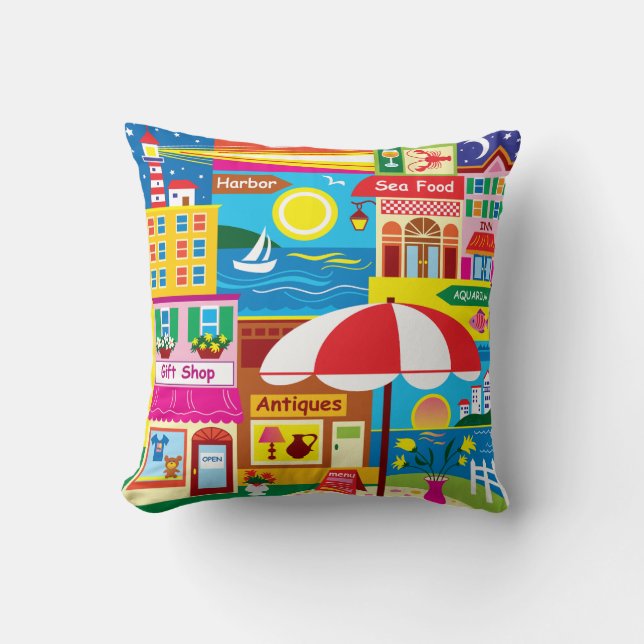 Seaside Memories Throw Pillow (Front)