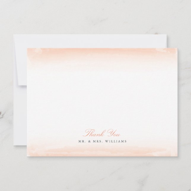 Seaside Monogram Coral Flat Thank You Note Card (Front)