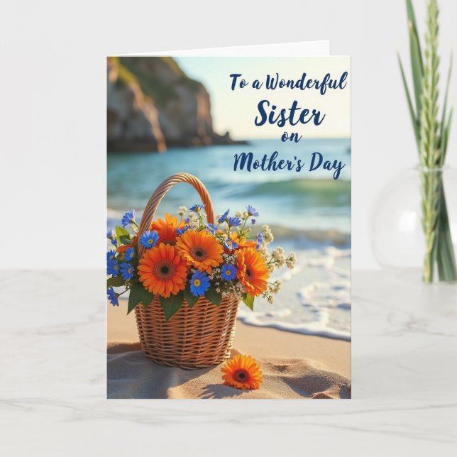 Seaside Mothers Day Basket Card (Front)