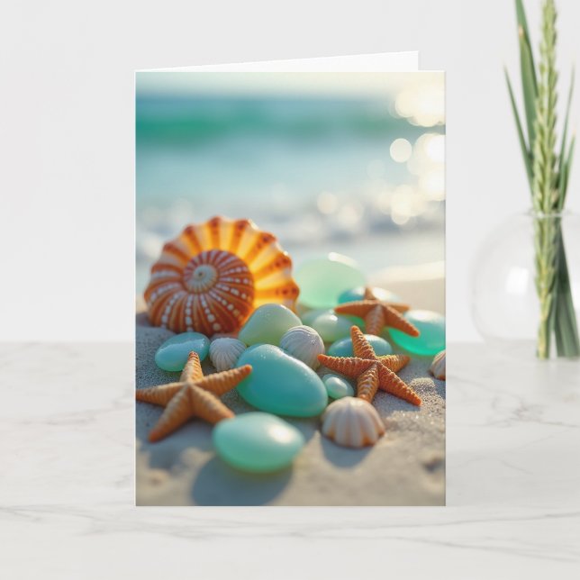 Seaside Mothers Day Shell Art Card (Front)