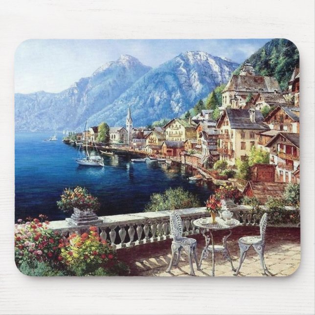 Seaside Mountain Scenery Fine Art Mouse Pad (Front)