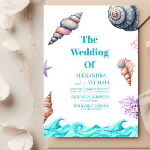 Seaside Nautical Seashell Wedding Invitation