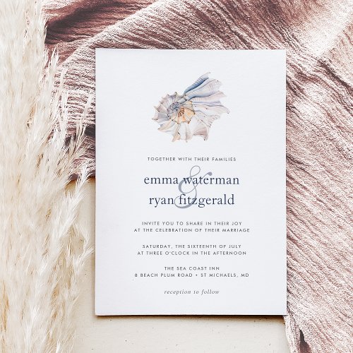 Seaside  Nautical Seashell Wedding Invitation