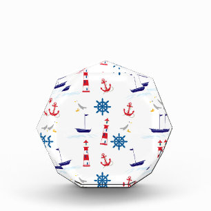 Seaside nautical themed pattern seamless wallpaper acrylic award