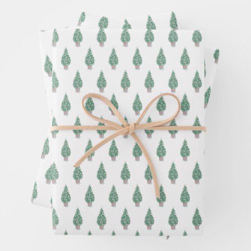 Seaside New England Christmas Tree Wrapping Paper Sheets