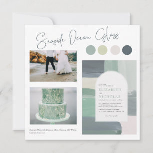 Seaside Ocean Glass Blue Green Color Palette Invitation