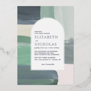 Seaside Ocean Glass Boho Wedding Foil Invitation