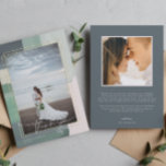 Seaside Ocean Glass | Wedding Photo Thank You Card<br><div class="desc">Elegant and simple wedding thank you template 2-sided card featuring a beautiful free-spirited script "thank you" that can be changed to any color. Beautiful abstract paint brush strokes frame your full frame photo with additional photo and personalization on the back. Toes in the sand, waves crashing the shore, a warm...</div>