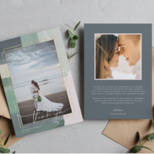Seaside Ocean Glass   Wedding Photo Thank You Card
