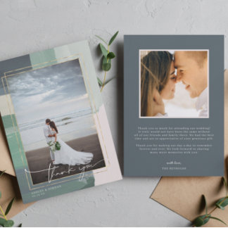 Seaside Ocean Glass | Wedding Photo Thank You Card