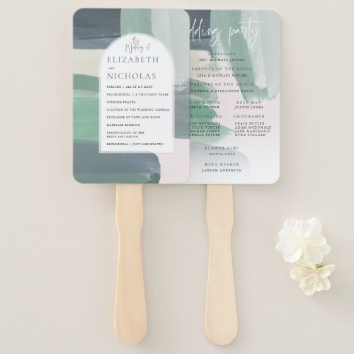 Seaside Ocean Glass  Wedding Program Hand Fan