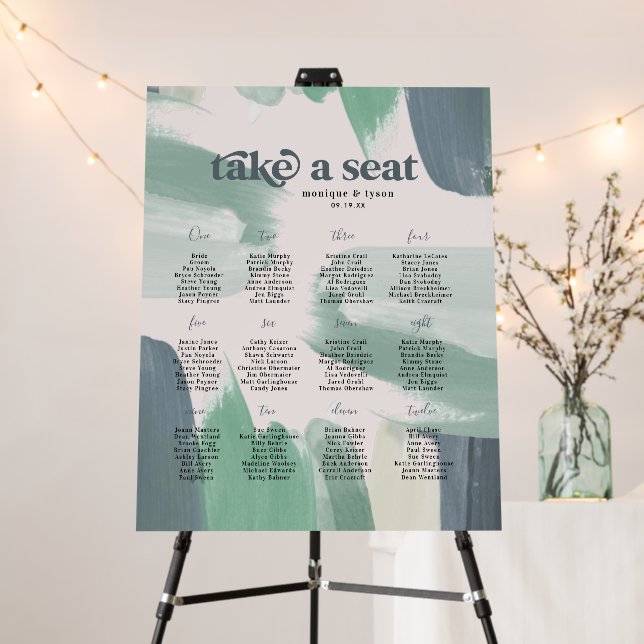 Seaside Ocean Glass | Wedding Table Seating Foam Board (In Situ (Stand))