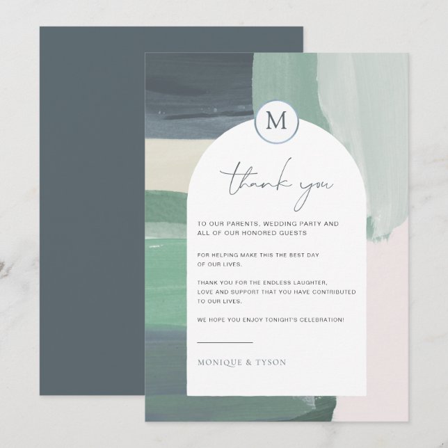 Seaside Ocean Glass | Wedding Table Thank You Card (Front/Back)