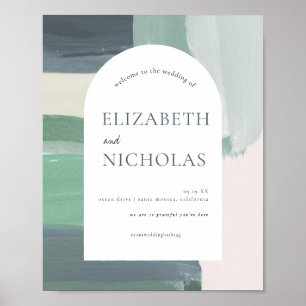 Seaside Ocean Glass   Wedding Welcome Poster