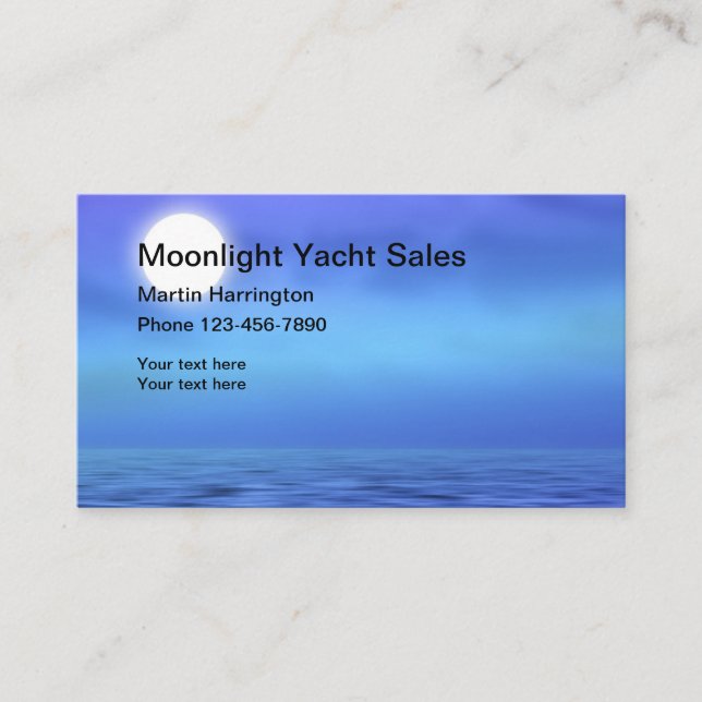 Seaside Ocean Moon Moonlight Theme Business Cards (Front)