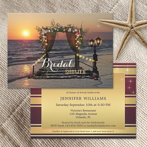 Seaside Ocean Rose Arbor Bridal Shower Invitation