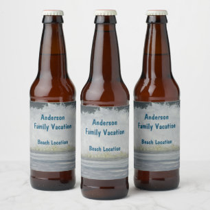 Seaside Ocean Vacation Family Beach Trip Reunion Beer Bottle Label