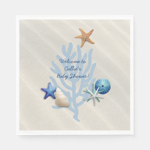 Seaside Oceanic Beach Themed Boys Baby Shower Napkins